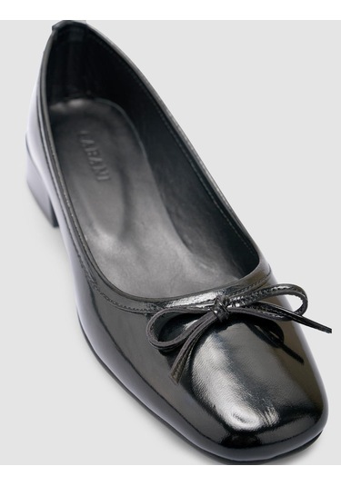 %100 Hakiki Deri Siyah Kadın Babet Siyah