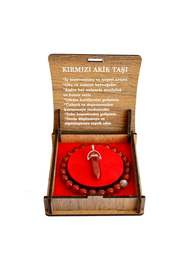 Kırmızı Akik Doğal Taş Bileklik Enerji Dengeleyici, Şık Ve Özgün Tasarım Kırmızı - Turkuaz