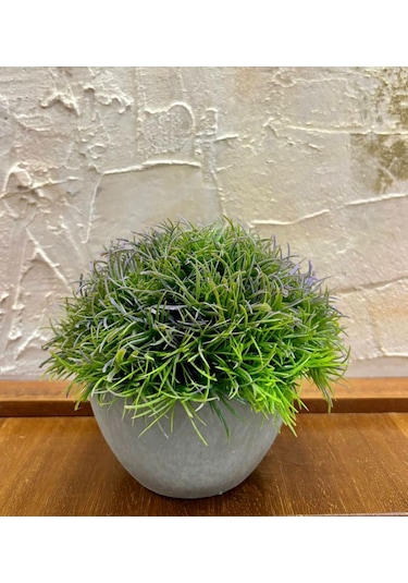 Loft Serisi Dekoratif Gri Saksılı Bodur Çim 13 Cm X 17 Cm Yeşil