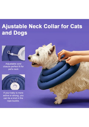 Geeroyoo Evcil Hayvanlar İçin Ayarlanabilir Boyunluk - Yara Koruma Ve Tırmalama Önleyici, Lacivert, 35cm Çap, Hafif Ve Konforlu. Mavi