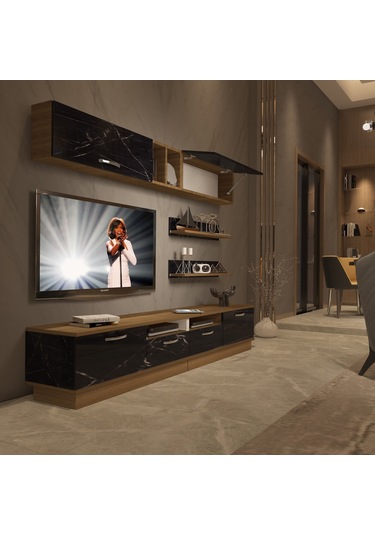 Decoraktiv Trendstyle 5220 Mdf Tv Ünitesi Tv Sehpası Pera - Siyah Mermer