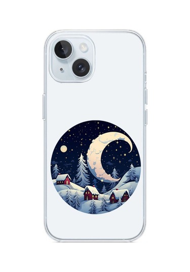 iPhone 14 Plus Uyumlu Kış Köyü Desenli Silikon Kılıf