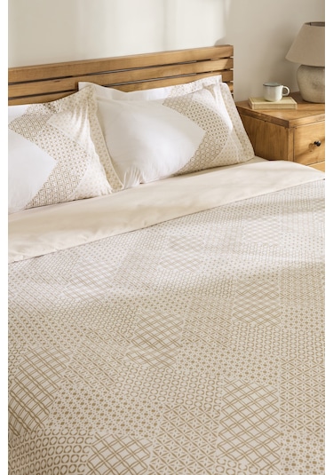 Kaşmir Home Flavo %100 Pamuk Çift Kişilik Nevresim Takımı Bej Bej