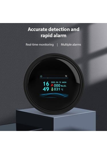 Novahub Akıllı Gaz Alarmı - Wifi Tuya Uyumlu, Lcd Ekranlı, Mutfak/banyo/depo İçin Doğalgaz Ve Lpg Dedektörü Siyah, Küçük Boyutlu Siyah