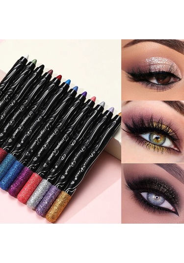 1 Adet Metalik Mor Göz Farı Kalem Glitter İpekböceği Astar Kalem Fosforlu Uzun 01 01