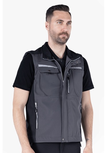 Softshell Yelek Gri - Siyah