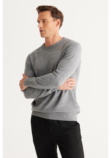 Altinyildiz Classics Erkek Gri Melanj Standart Fit Normal Kesim Bisiklet Yaka Triko 4A4923100001GMJXXL Gri Melanj