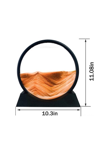 Pazly 3d Kum Sanatı Dekoru - Akışkan Kumlu Okyanus Manzarası, Yuvarlak Cam Çerçeve, Rahatlatıcı Desenler