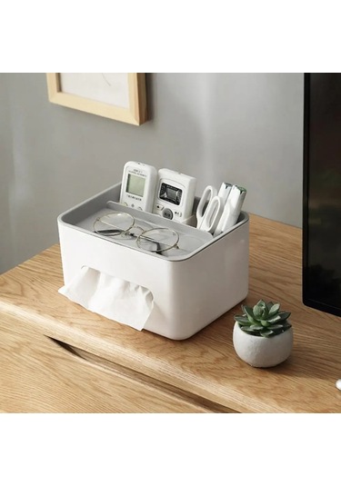 Gri Peçete Kutusu Kaymaz Mendil Kutusu Çeşitli Eşyalar Yuvası Pp Pürüzsüz Kenar Ev Gereçleri