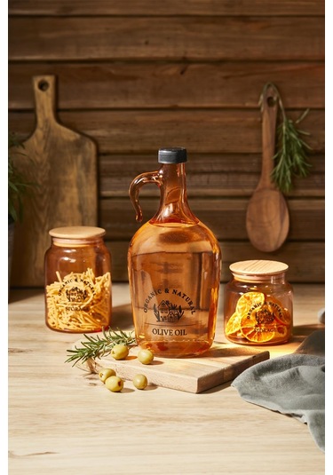 Selka Home 890 Ml Mary Ahşap Kapaklı Desenli Cam Kavanoz