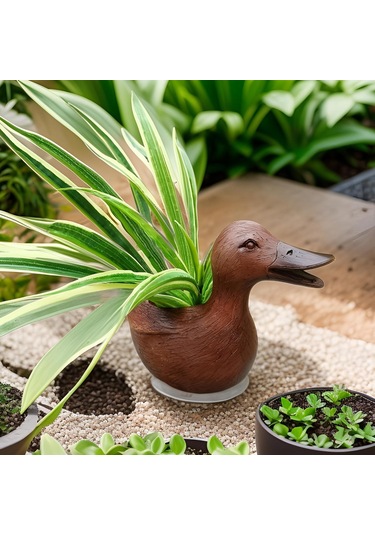 Suntek Magideal Ördek Heykeli Saksı Balkon Bitki Tutucu