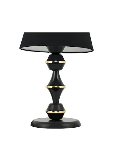 Gold Halkalı Berlin Abajur Masa Lambası Siyah Siyah - Altın