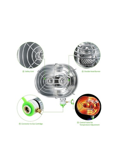 Tongxida Çift Kafa Kızılötesi Isıtıcı - Kamp Ve Gaz Isıtma Sobası - H22 Gümüş