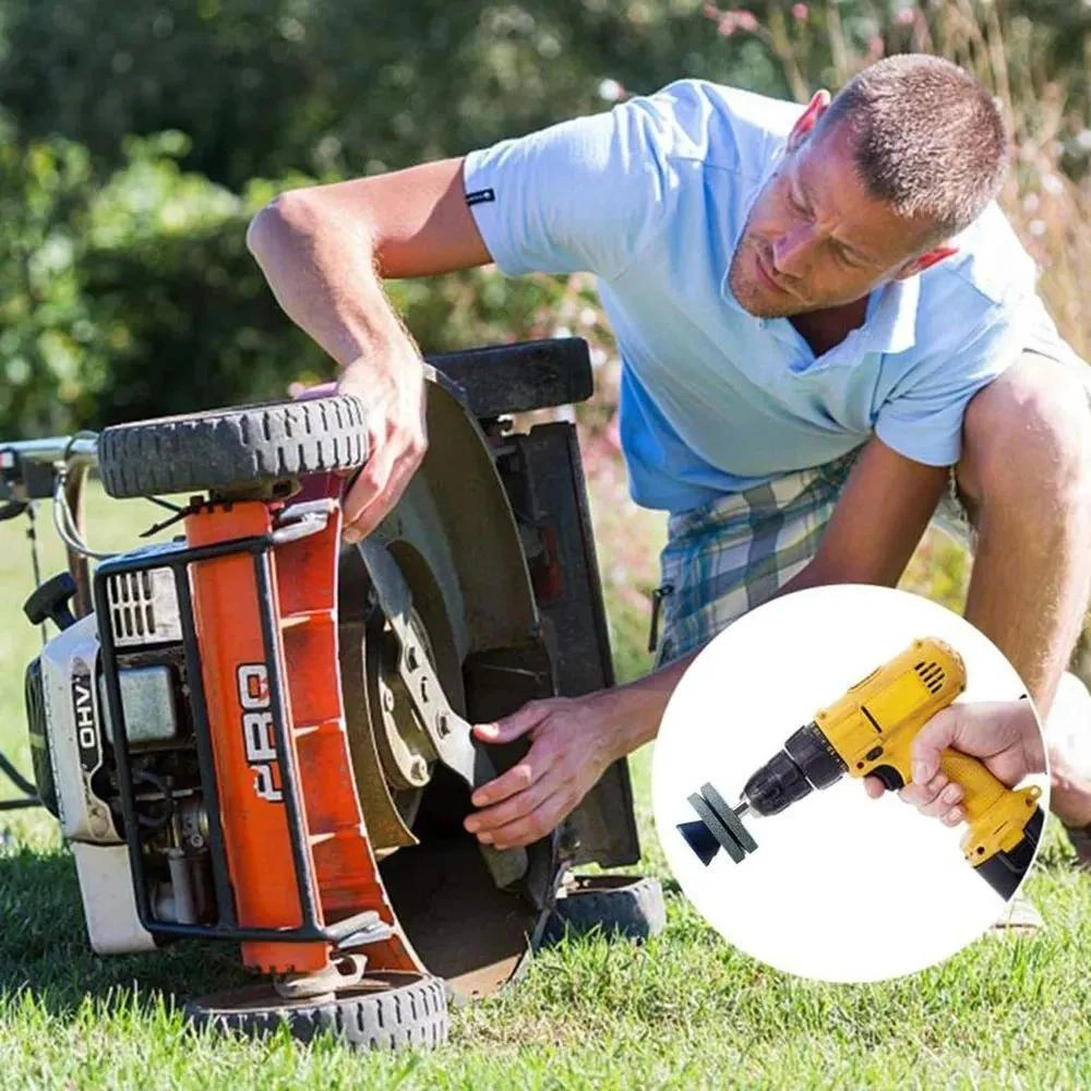 Skycity Elektrik Matkaplı Çift Katlı Çim Biçme Bıçağı Taslaştırıcı - Metal Taslaştırma Ve Parlatma İçin Mavi