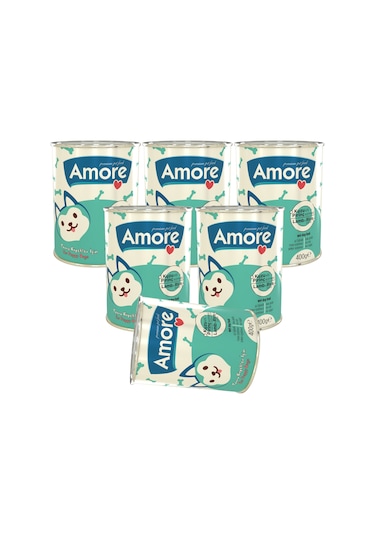 Amore Puppy Kuzu Etli Pirinçli Ezme Yavru Köpek Konserve Maması 6 x 400 G