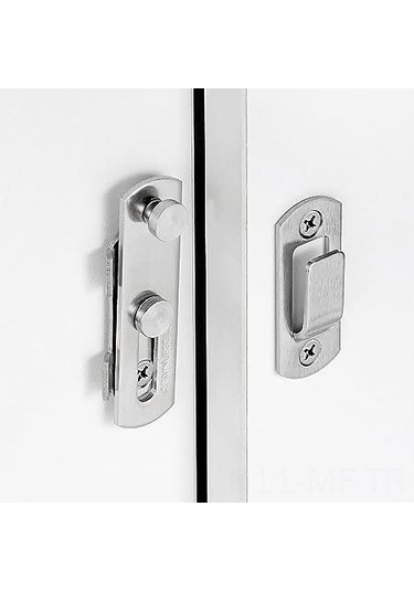 Mufunye 4 Adet Çelik Ahşap Kapı Kilidi, 7x5 Cm, Paslanmaz Çelik, Kayar Kapı, Dolap, Banyo, Antika Stili, Kolay Kurulum, Çekme Kapı Güvenliği Gümüş