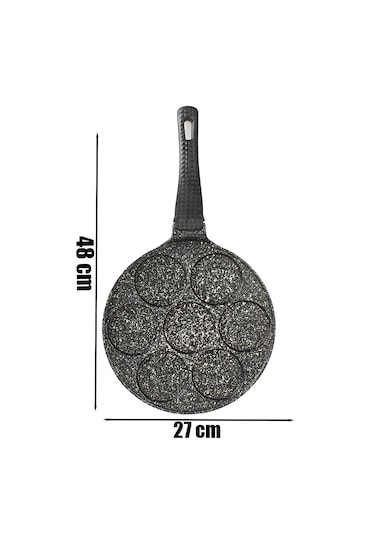 Lines Granit Pankek Emoji Smile Döküm Tava Bakalit Kulp 27 Cm