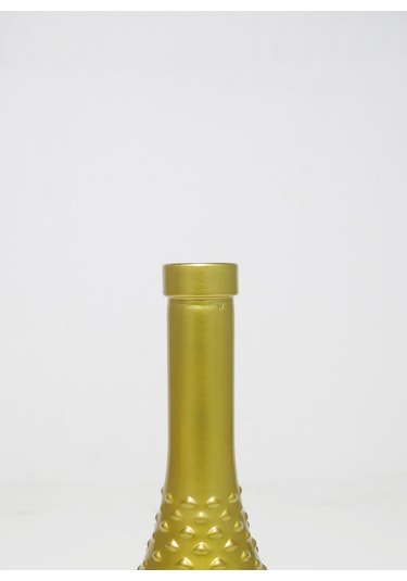 Missi Gold İnce Kabartmalı Cam Vazo 26 Cm