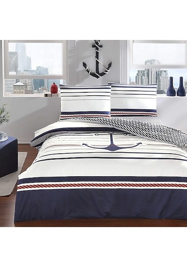 Taç Ranforce Harbor Tek Kişilik Nevresim Takımı Lacivert