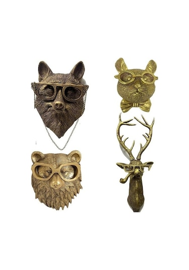 Novahub Reçine Heykel Duvar Dekorasyon - Deer Kolye Duvar Montaj, Antik Bakır Rengi, Duvar Tasarımı Deer