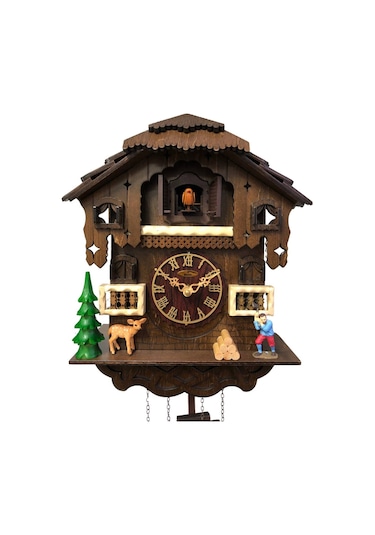 Eastar Yüzde 100 Masif Ahşap Guguklu Duvar Saati EC2305 Kahverengi