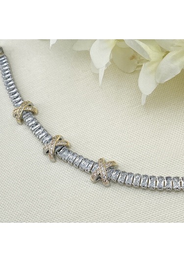 X Bileklik Xoxo Baget Zirkon Su Yolu Çelik Silver-Gold