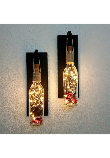 Led Işıklı, Mat Siyah Renkli Duvar Aplik, 2’Li Set