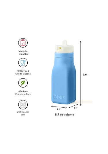 Omiebox - Omiebottle Bpasız Silikon Suluk Mavi Desenli