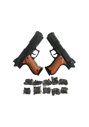 Boncuk Atan Tabanca 2 Adet Kahverengi + 10 Paket Mermi Kahverengi