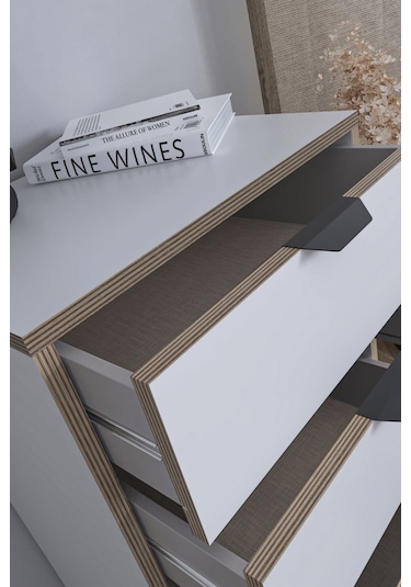 Sarmobi Arden 5 Çekmeceli Şifonyer , Çamaşırlık Beyaz