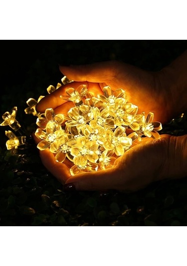 Solar 30 Ledli Çiçekli Günışığı Bahçe Aydınlatma Dekorasyon Güneş Enerjili Asorti