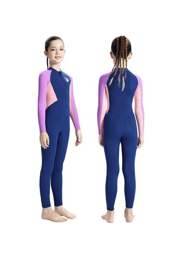 Dalış Ve Yelken Çocuk Açık Uzun Kollu Tek Parça Şnorkel Hamile Elbisesi Çocuklar Güneş Koruyucu Hızlı Kuru Plaj Mayo Mor