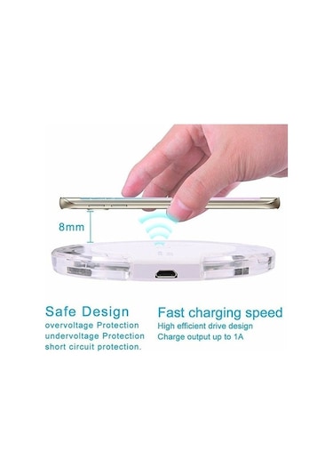 Sandwich Siyah Kablosuz Qi Şarj Cihazı, Hızlı Şarj, Güvenli Kristal Stand, Telefon Destekli