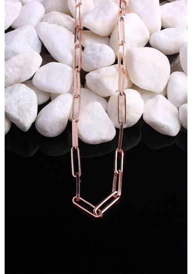 Omar Silver Unisex Ataç Model Gümüş Kolye 925 Ayar Rose Gümüş Zincir