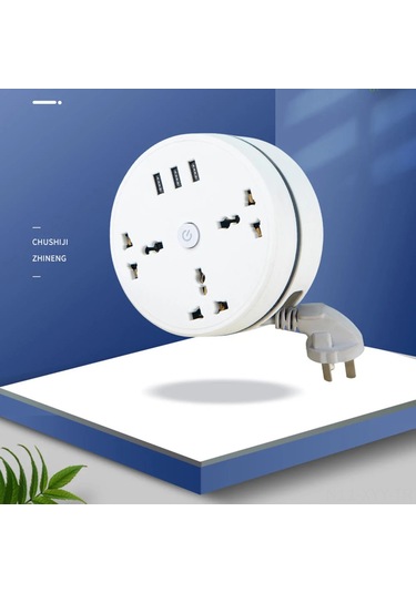 Yaleker Alüminyum Disk Şarj Cihazı 3 Açık + 3 Usb 2500w 10a 250v 1.8m Kablo Hızlı Şarj Qc 3.0 Avrupa Standartı Telefon Bilgisayar Tv İçin