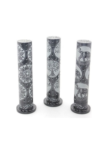 Obsidian Taşı İşlemeli Kule Tütsülük Model 2 Çok Renkli