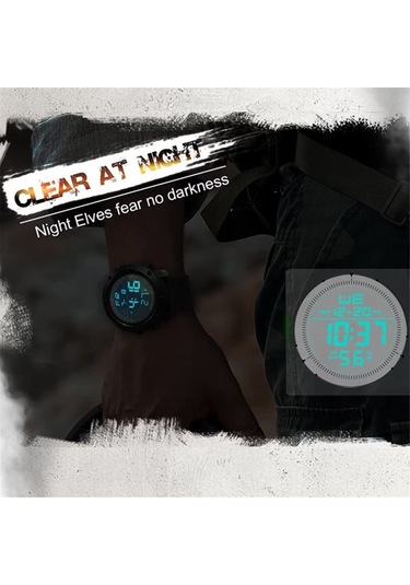 Erkek Dijital Saatler Dünya Saati Alarm Spor Kronometre Erkek Su Geçirmez 50m Kol Saati-tank Diğer