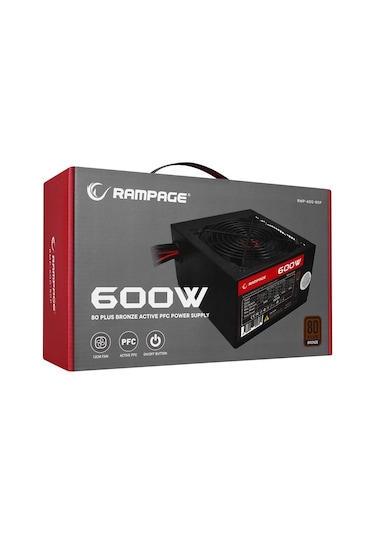 Rampage RMP-600-80P 600 W 80Plus Bronze 12 CM Fan Aktif Pfc Güç Kaynağı