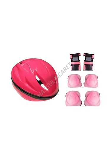 Hsgl Bisiklet Çocuk Pembe Kask Dizlik Dirseklik Koruyucu Set Dest