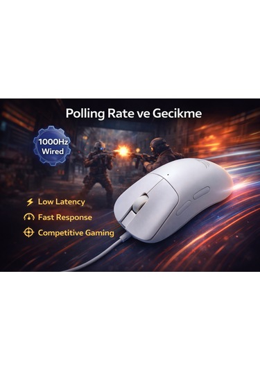 Gaming Kablosuz Mouse Beyaz 63g Ultra Hafif 2.4g, Bluetooth, Type-c, 12800 Dpı Şarjlı Ergonomik Makrolu Tasarım Diğer
