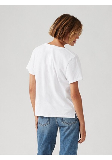 Levi's Bridget Pamuklu Keten Kısa Kollu Kadın Tişört Beyaz