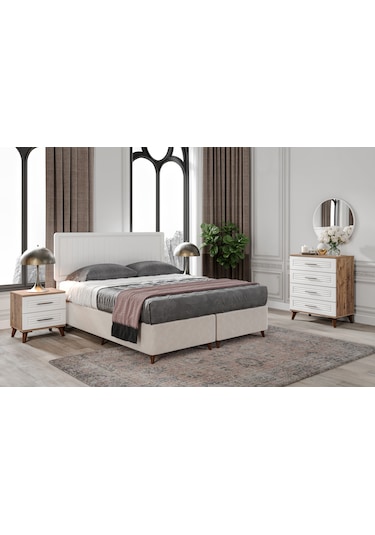 Paris 6 Komple Mdf Atlantik Çam-beyaz Yatak Odası