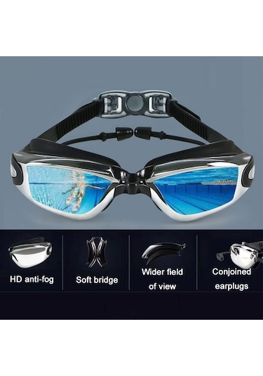 Haızıd Hd Buğu Önleyici Su Geçirmez Miyopi Yüzme Gözlüğü, Renk: Miyopi 350 Derece Çok Renkli