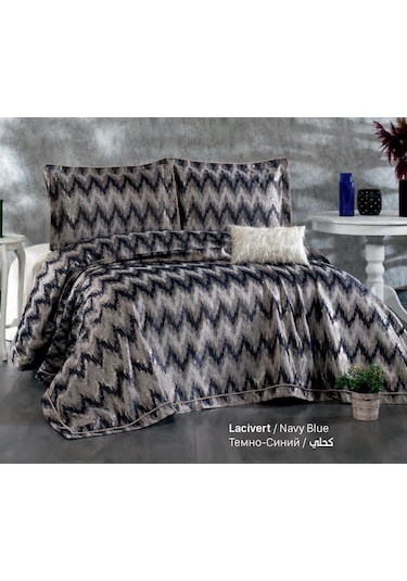 Güzide Ev Modası Modern Yatak Örtüsü Perla Lacivert
