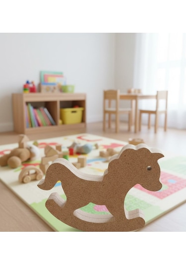 Ahşap Sallanan At Figürü - Montessori Eğitici Oyuncak Ve Dekoratif Obje