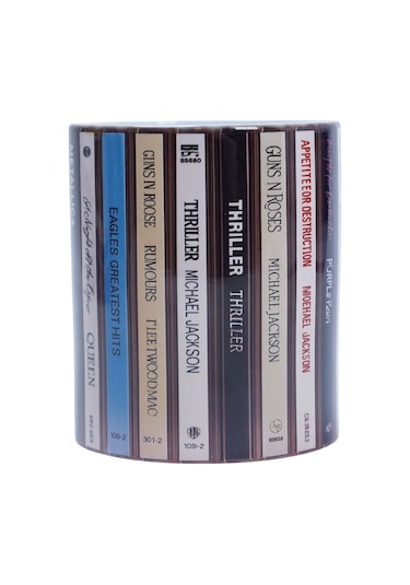 Retro Cd Tasarımlı Kupa Bardak Beyaz - Çok Renkli