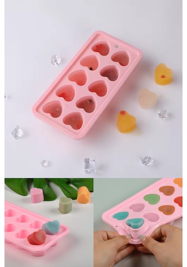 Valletta Dragao Kalp Şeklinde Silikon Kalıp, Buz, Kek, Kalıbı Pembe