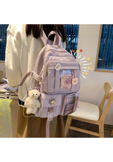 Büyük Kapasiteli Okul Çantası Aksesuarları Sırt Çantası Öğrenci Malzemeleri Taşınabilir Japon Polyester Naylon Mor Dizüstü Bilgisayar Kitap Diğer