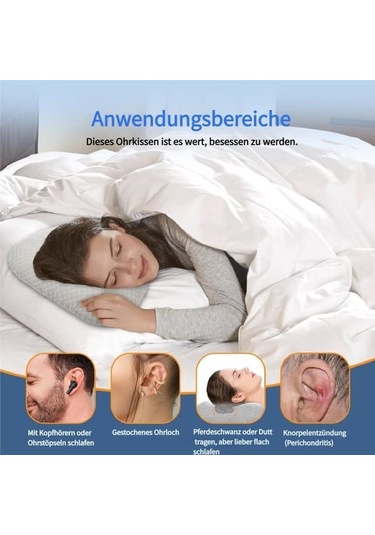 Yan Uyku Yastığı Kulak Delikleri Mikrofiber Rahat B
