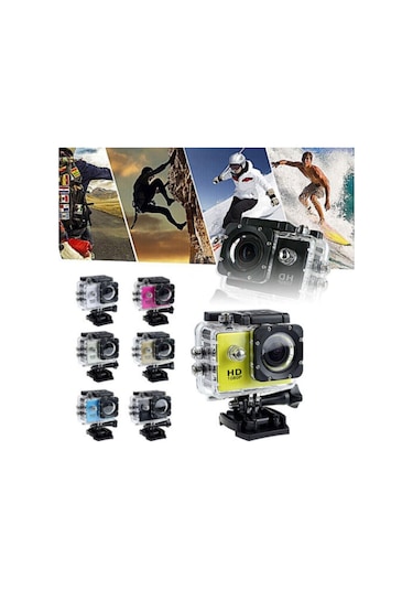 Sarı Su Geçirmez Geniş Melek Lens 1080p Dvr Kamera Spor Kamera Kamera Kaydedici Ultra Hd Kamera